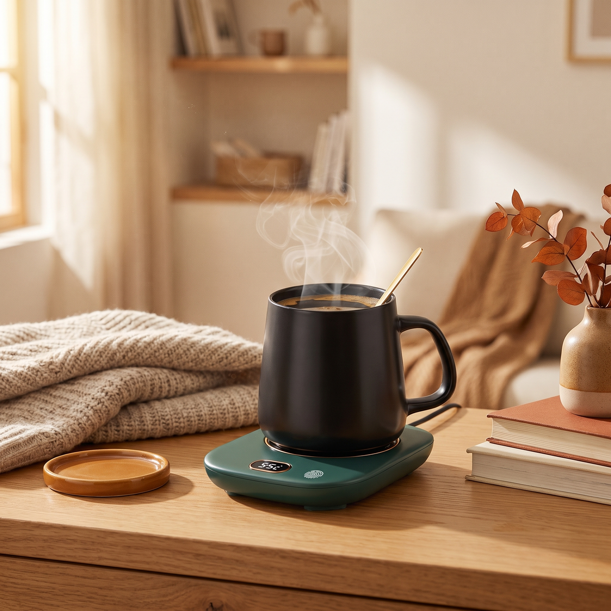 Electric Coffee Mug Warmer For Desk Auto Shut Off USB Tea in the room