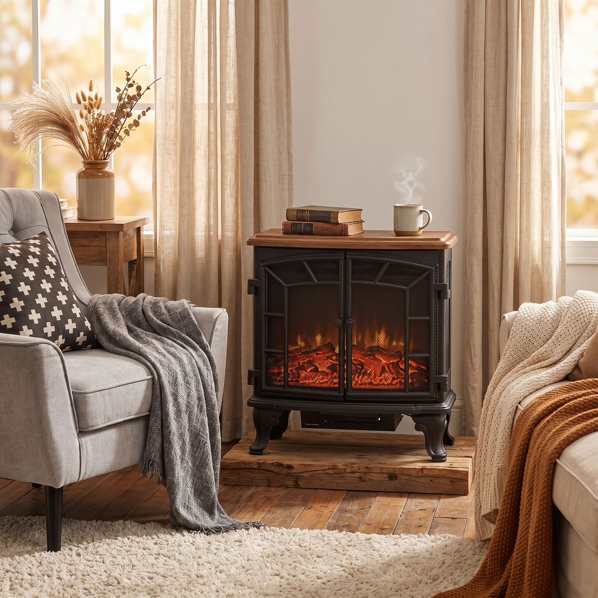 27" Electric Fireplace Heater in the room