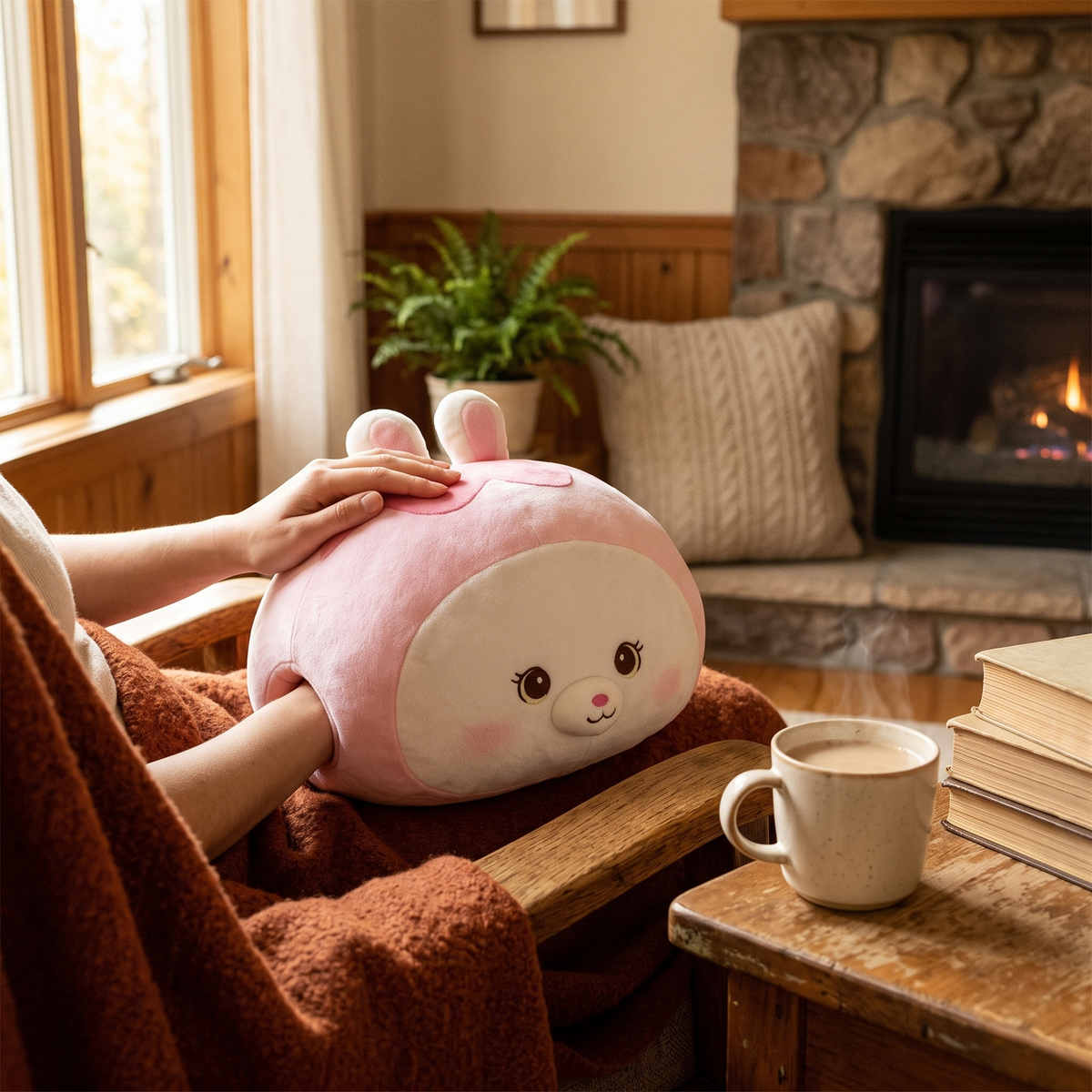 Bunny Hand Warmer 30cm in use