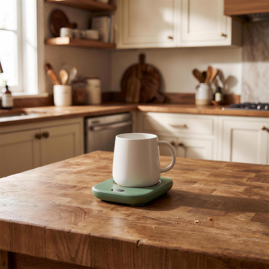 usb coffee mug warmer green or white in the Hollow Pine house