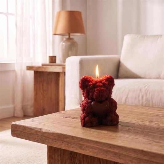 sculpted aromatherapy candle in the Hollow Pine house