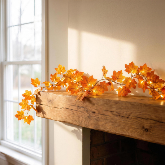lighted fall garland 2 pack in the Hollow Pine house