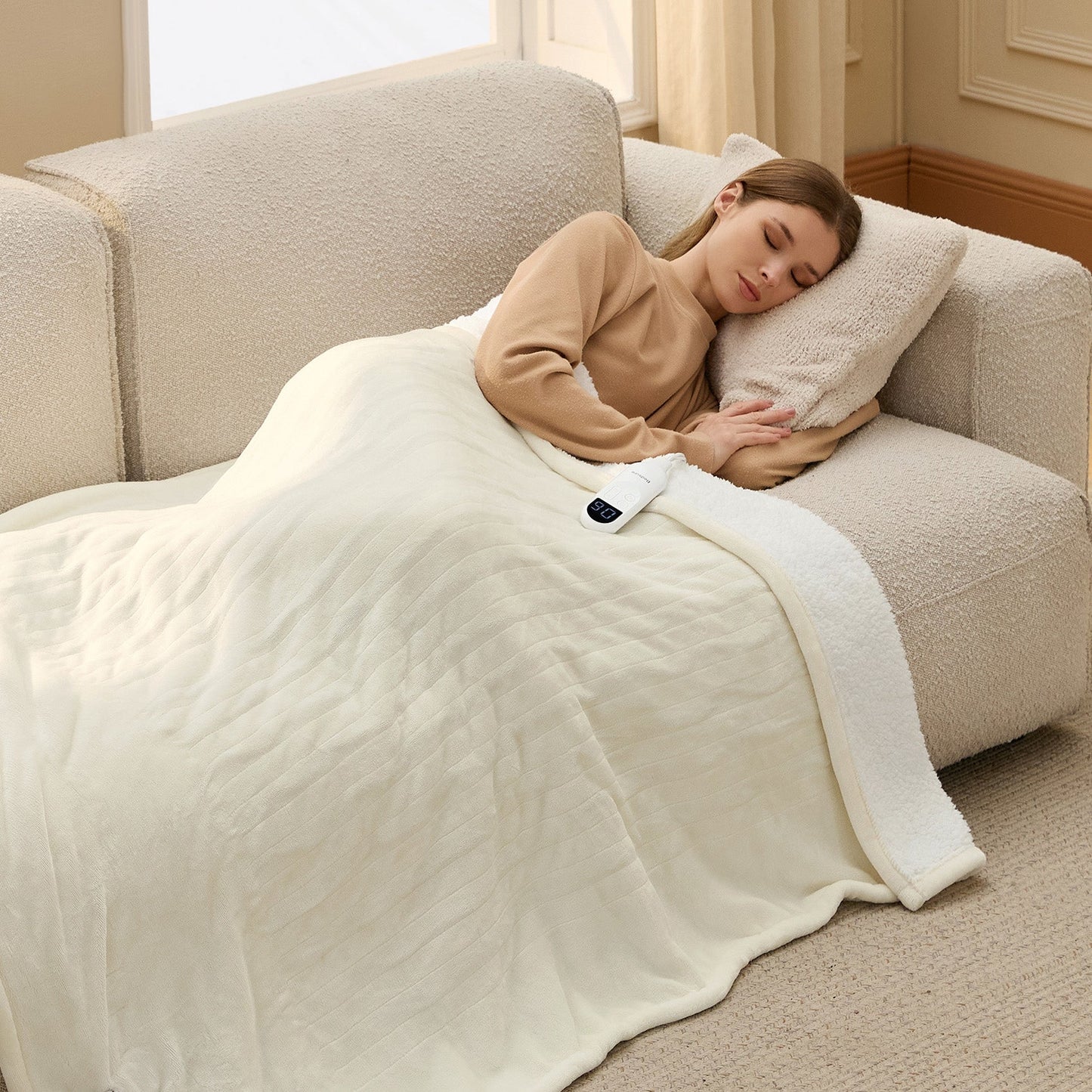 Flannel Sherpa Heated Blanket