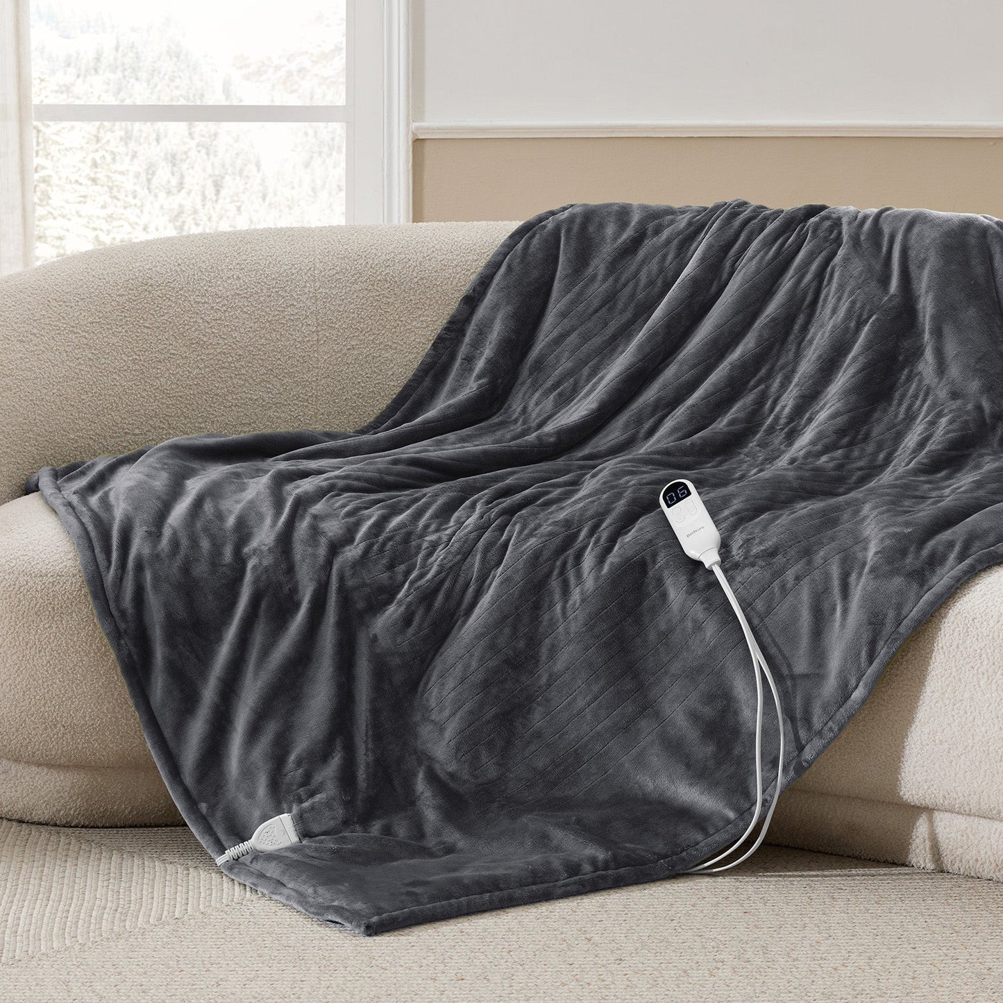 Flannel Sherpa Heated Blanket