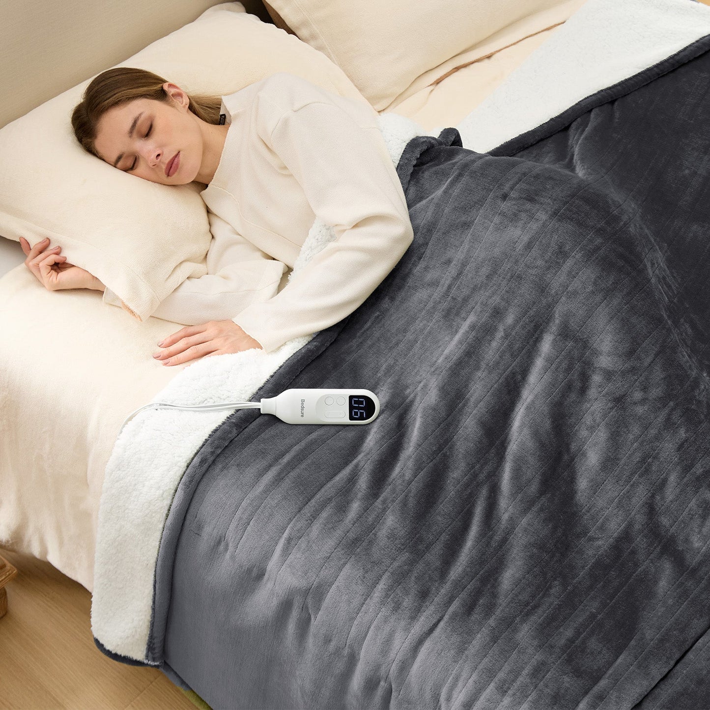 Flannel Sherpa Heated Blanket