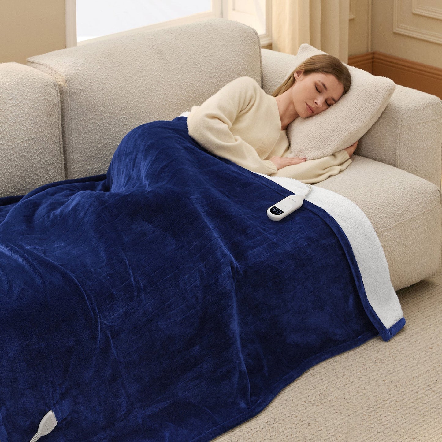 Flannel Sherpa Heated Blanket