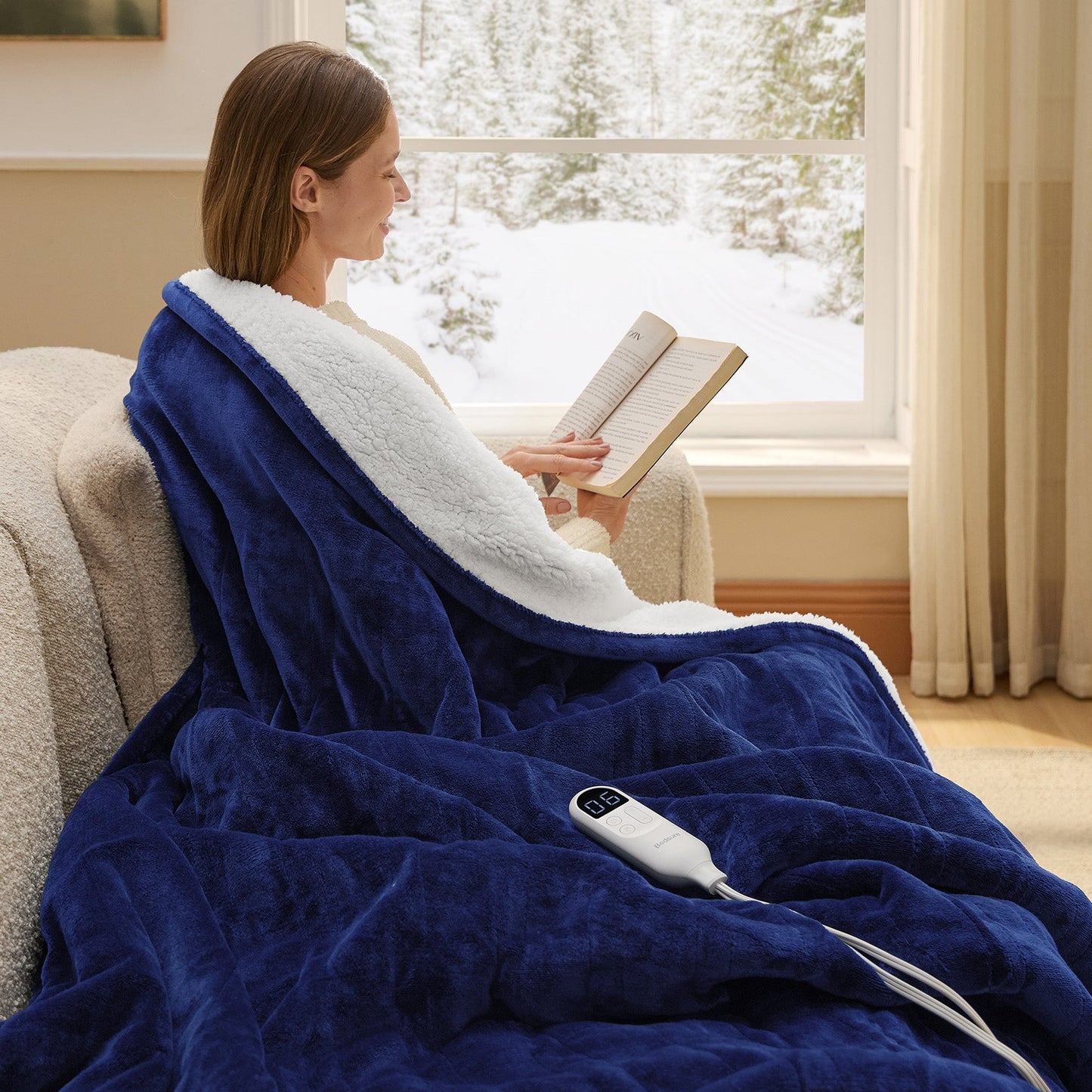 Flannel Sherpa Heated Blanket