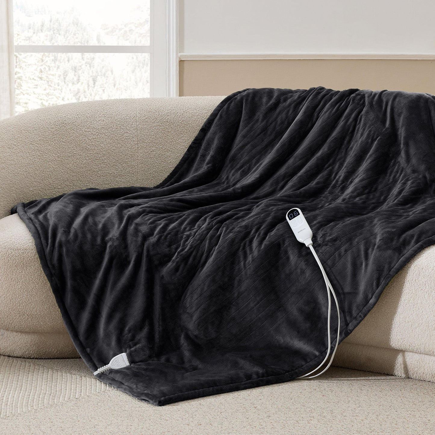 Flannel Sherpa Heated Blanket