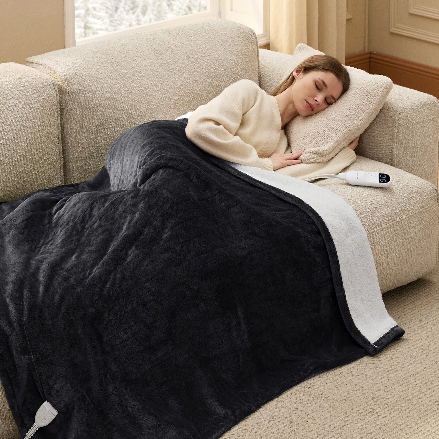 Flannel Sherpa Heated Blanket