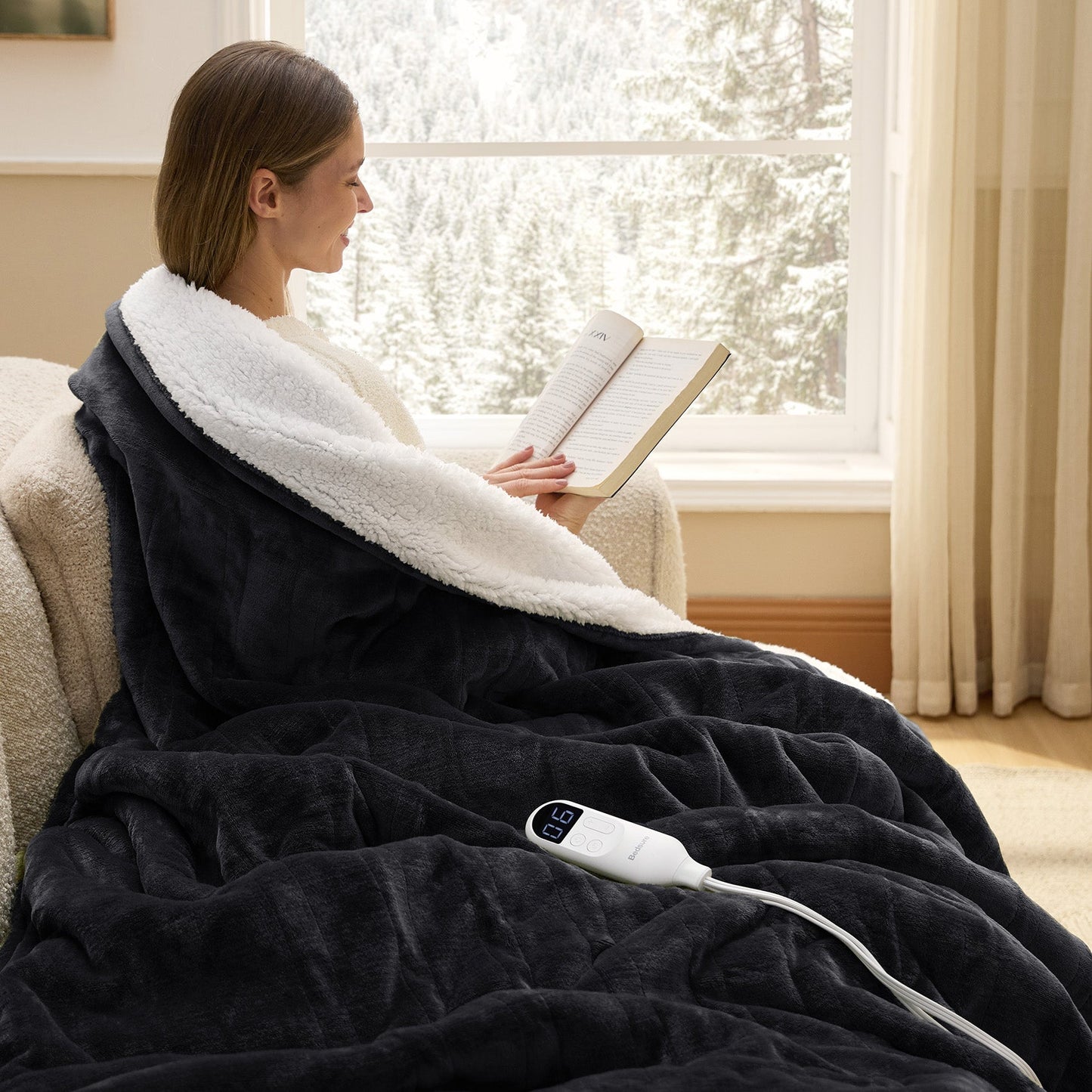 Flannel Sherpa Heated Blanket