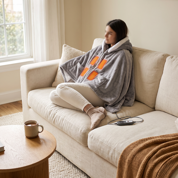 Wearable Heated Flannel Throw Blanket