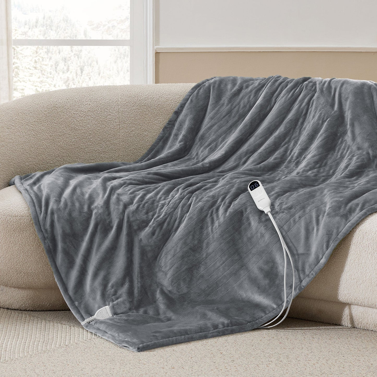 Flannel Sherpa Heated Blanket