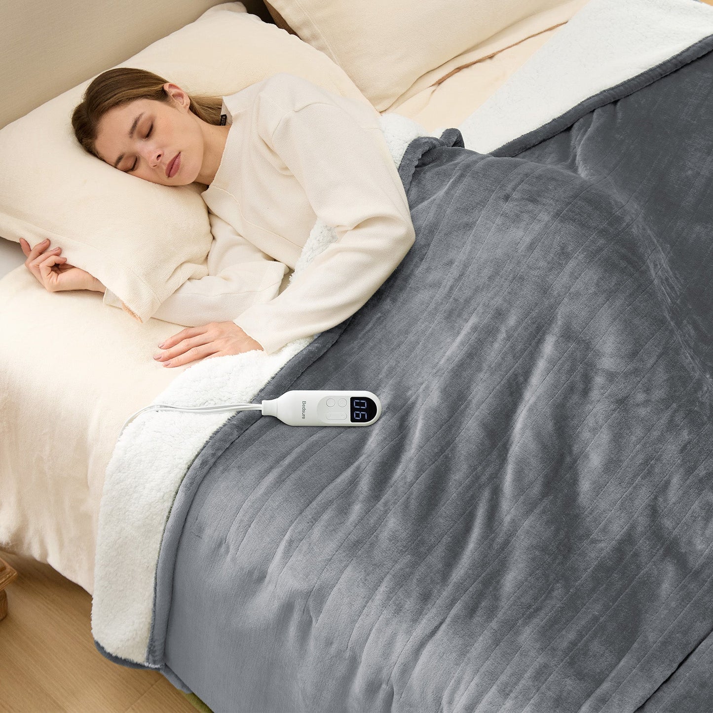 Flannel Sherpa Heated Blanket