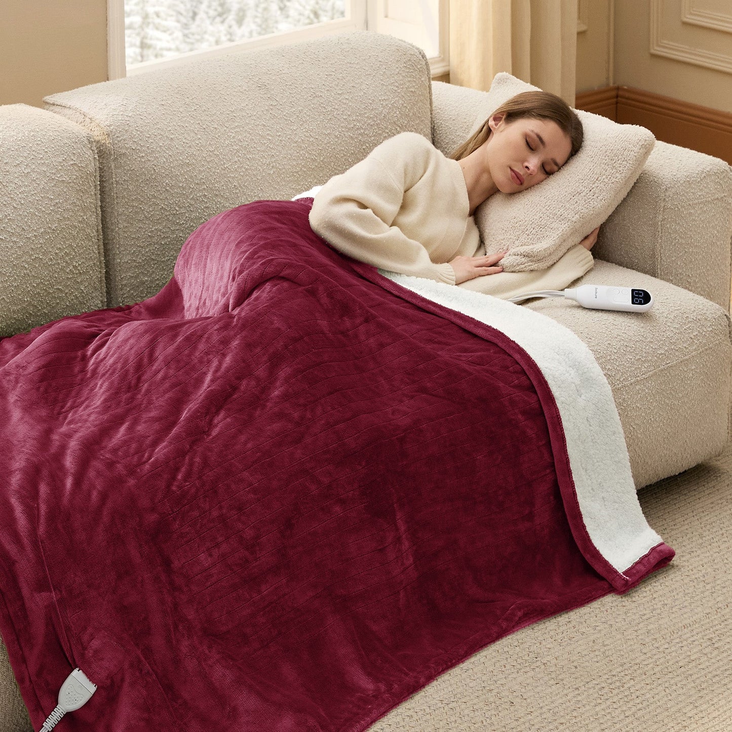 Flannel Sherpa Heated Blanket