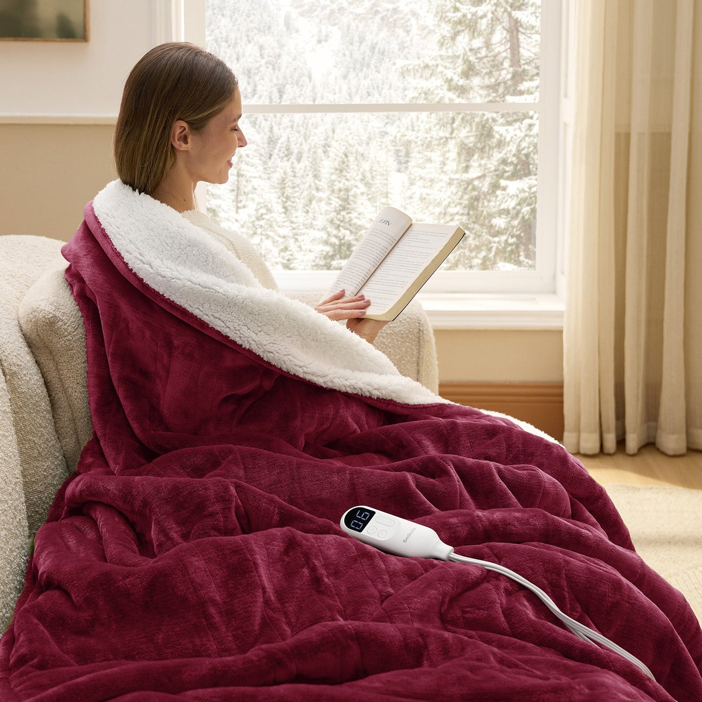 Flannel Sherpa Heated Blanket