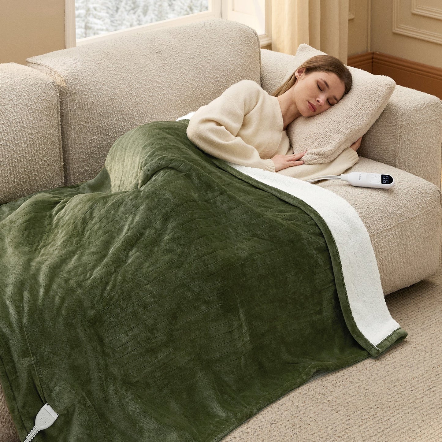 Flannel Sherpa Heated Blanket