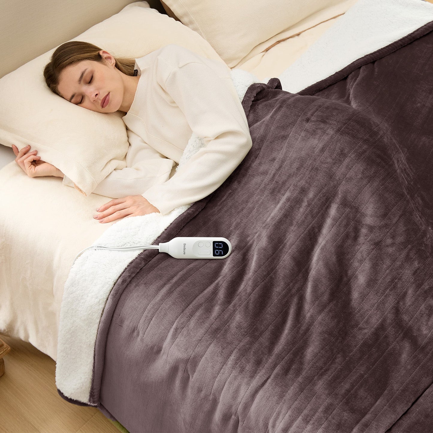 Flannel Sherpa Heated Blanket
