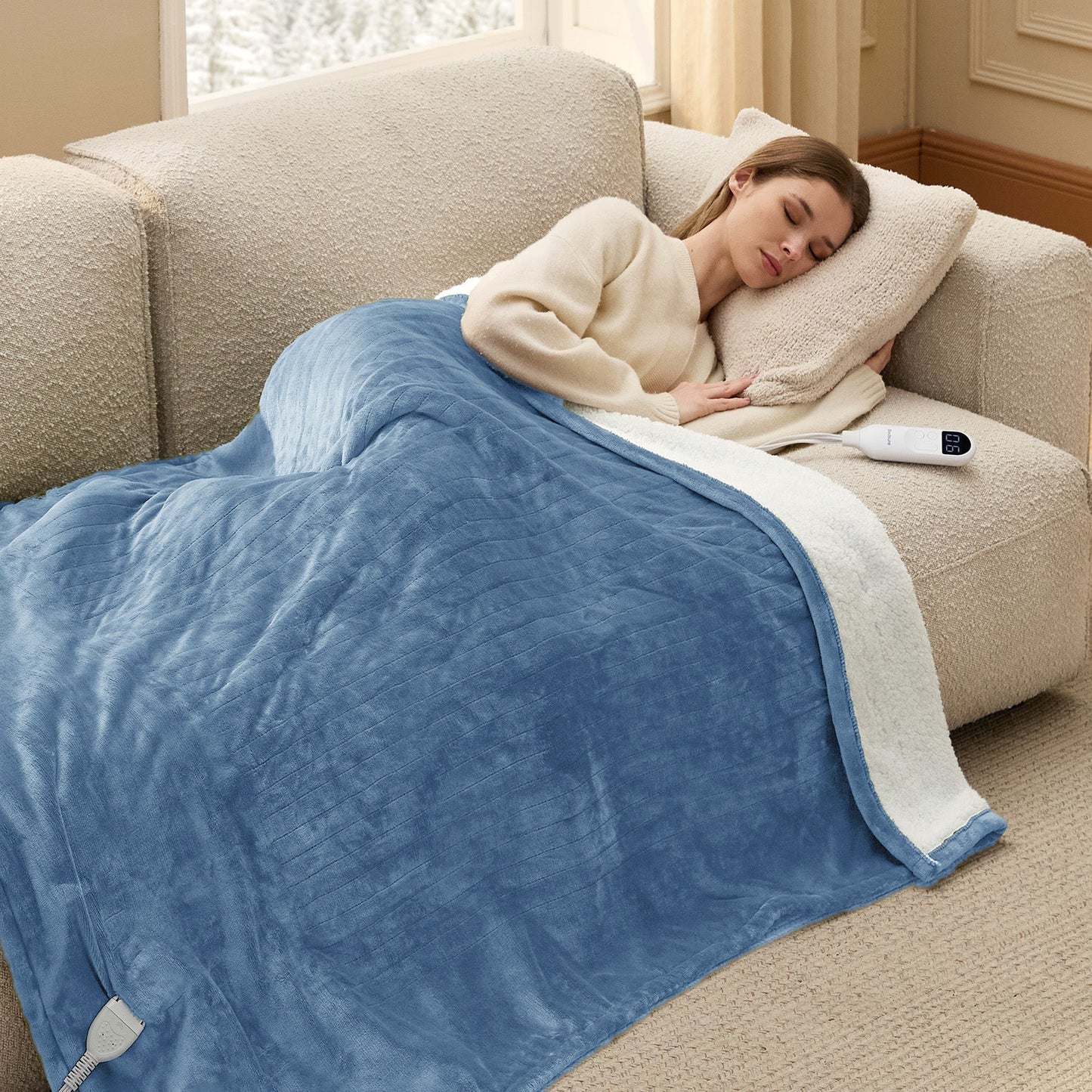 Flannel Sherpa Heated Blanket