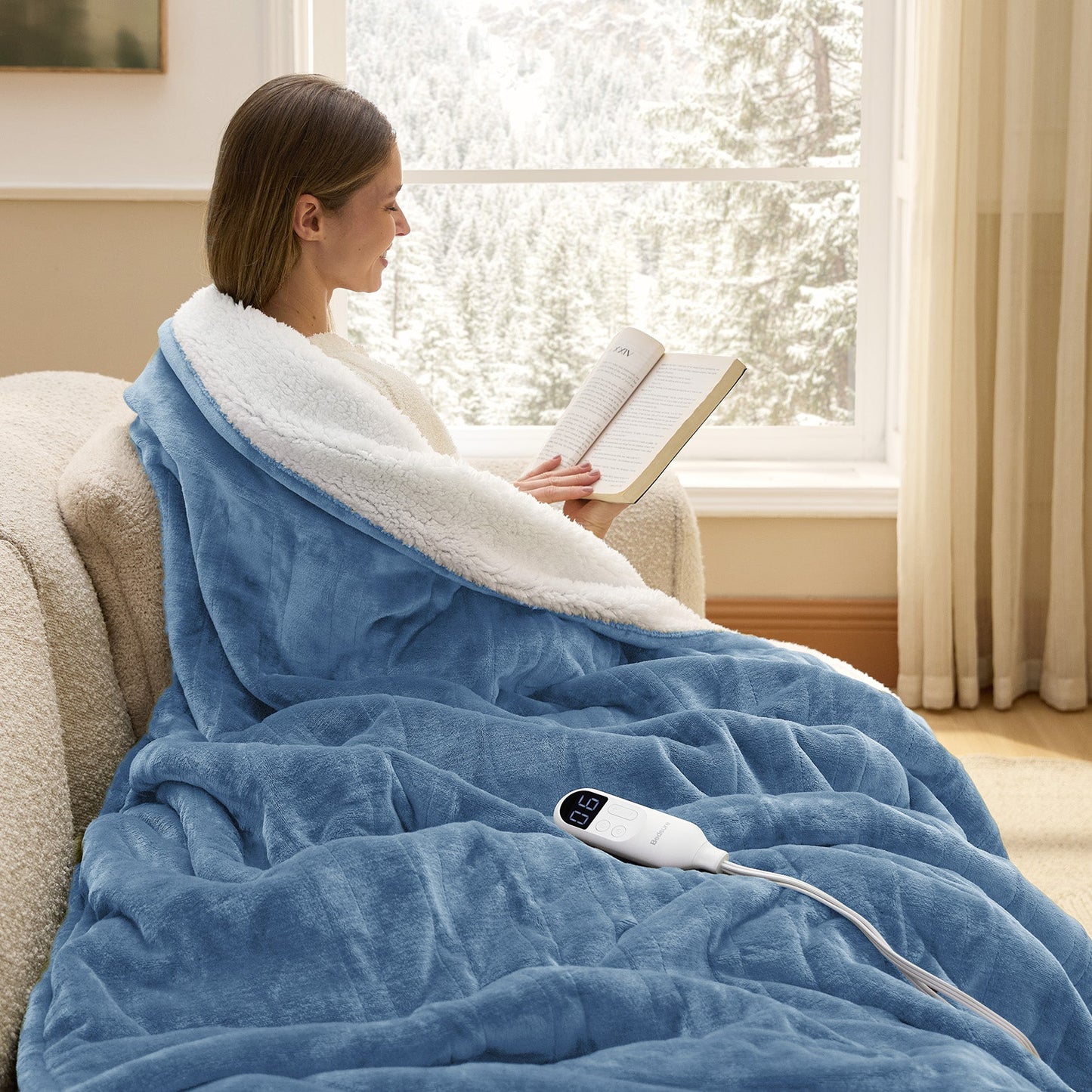 Flannel Sherpa Heated Blanket