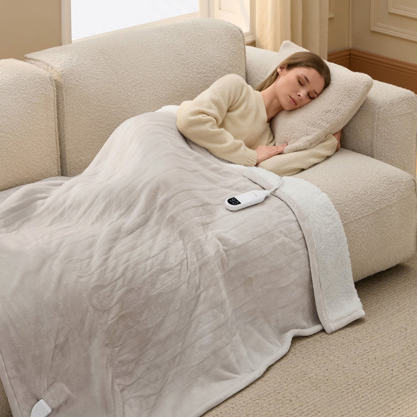 Flannel Sherpa Heated Blanket
