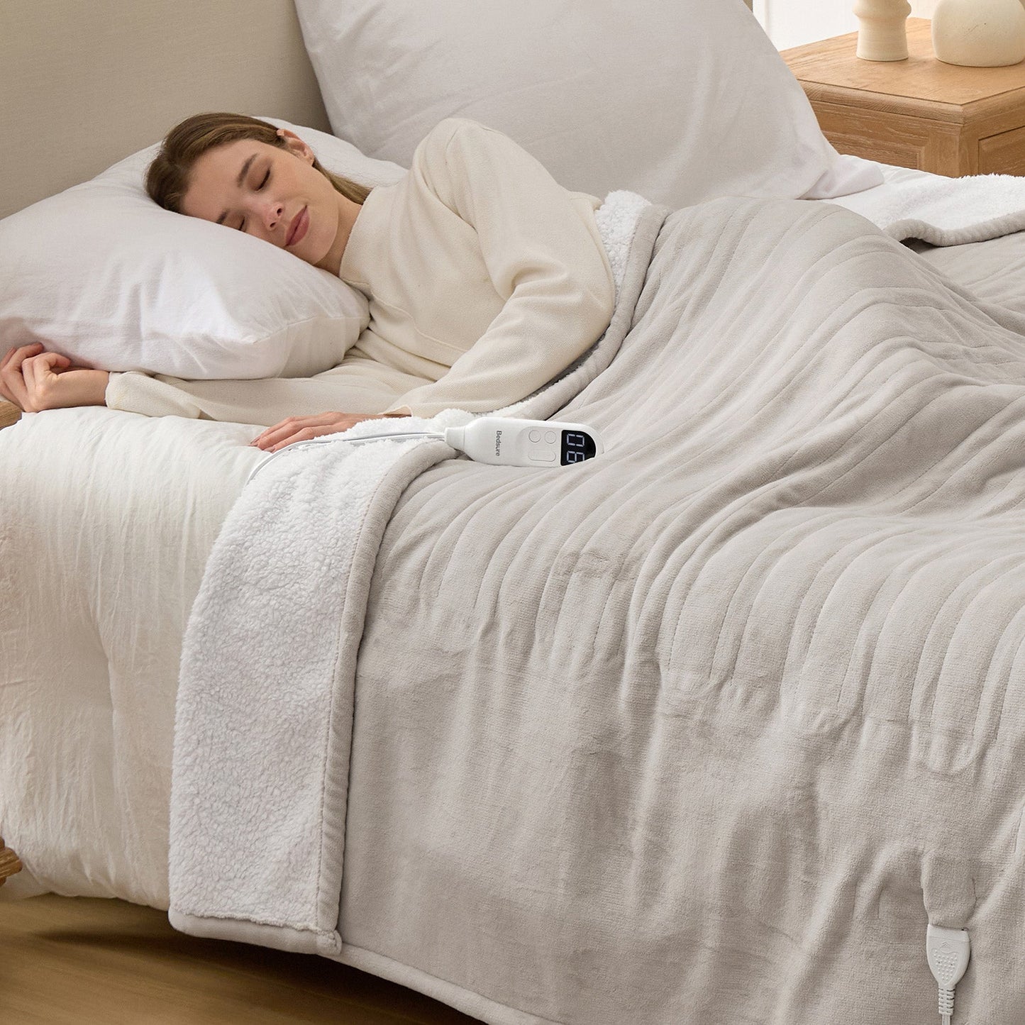 Flannel Sherpa Heated Blanket