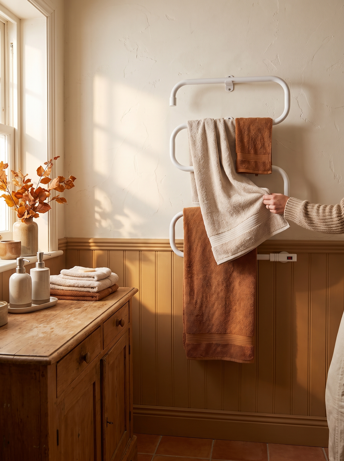 100W Electric Towel Warmer Drying Rack: Gentle Heat, Everyday Use
