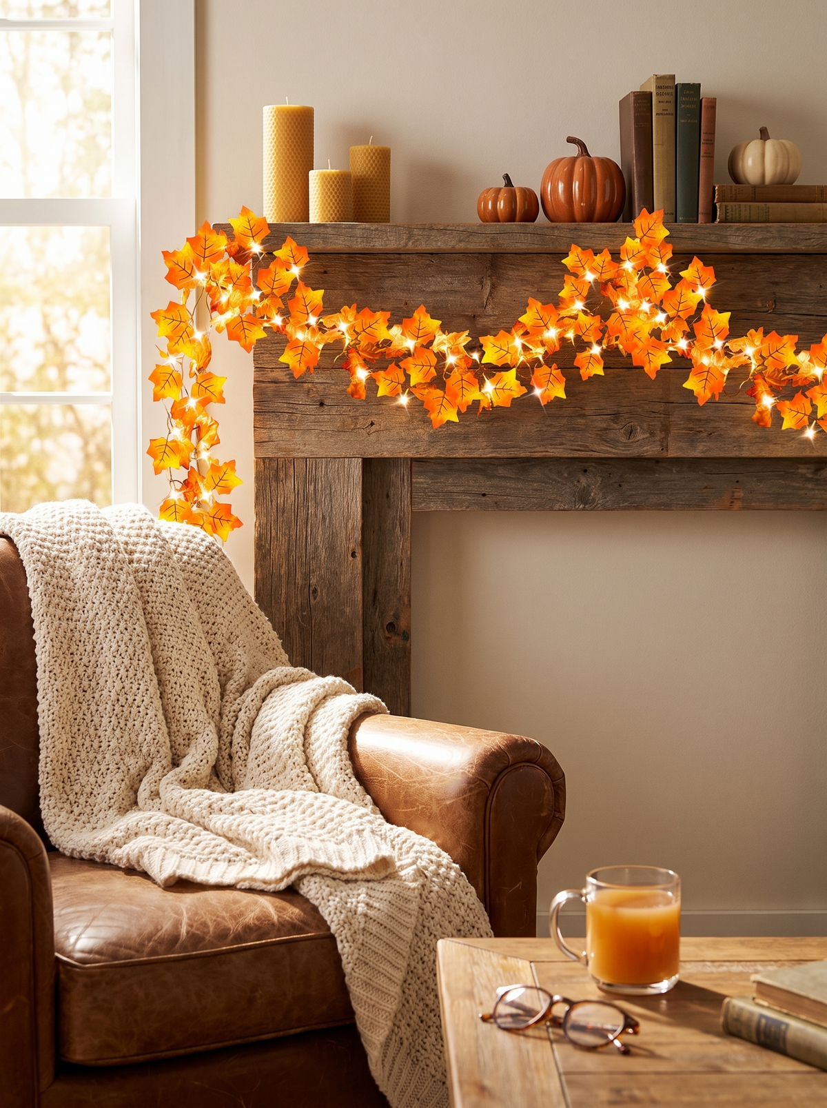 2-Pack Lighted Fall Garland 16.4ft Total: Mantel, Banister, Or Table
