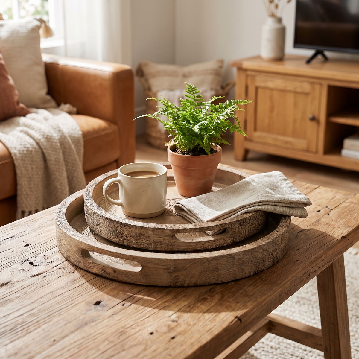Round Mango Wood Serving Tray