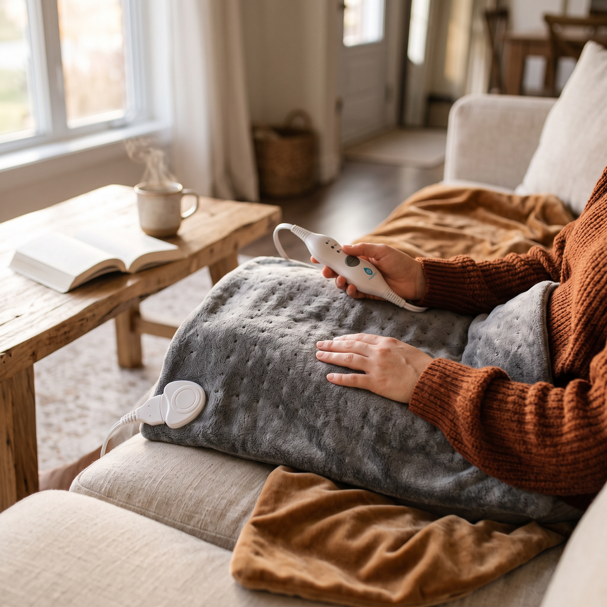 Electric Heating Pad in use