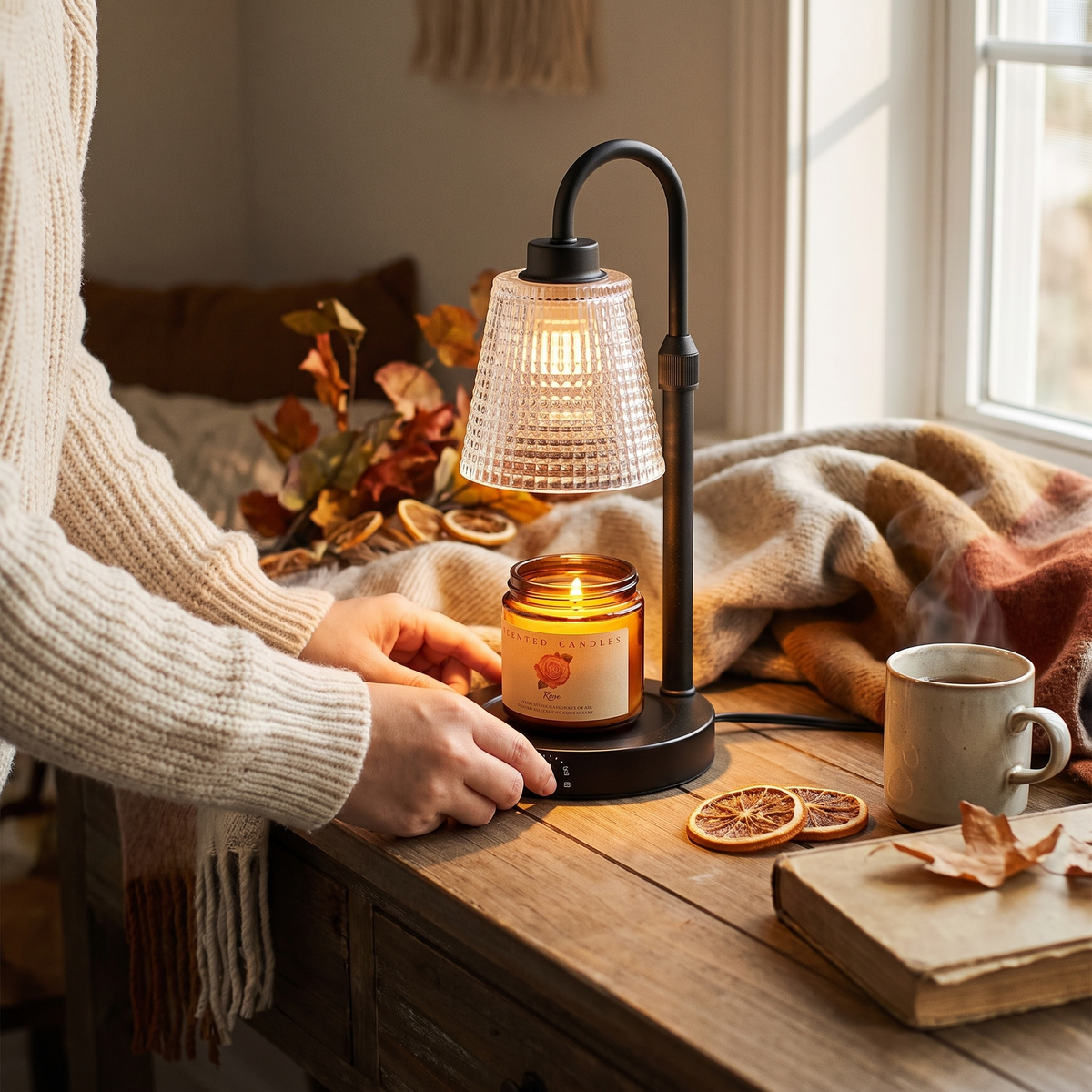 Candle Warmer Lamp With Timer in use