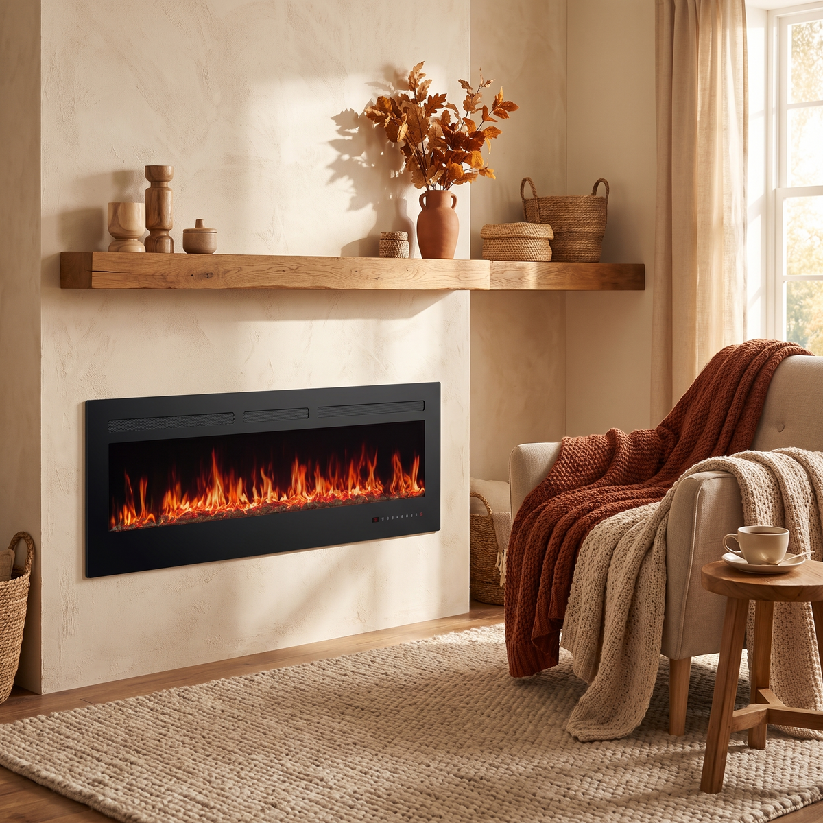Electric Fireplace Heater With Remote Control full view