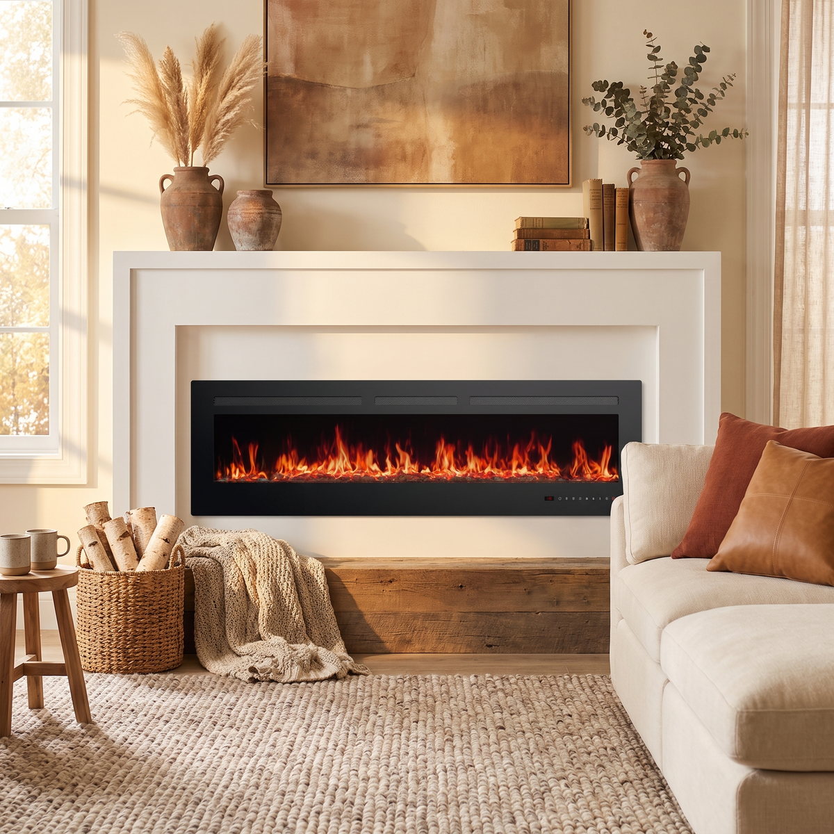 Electric Fireplace Heater With Remote Control in the room