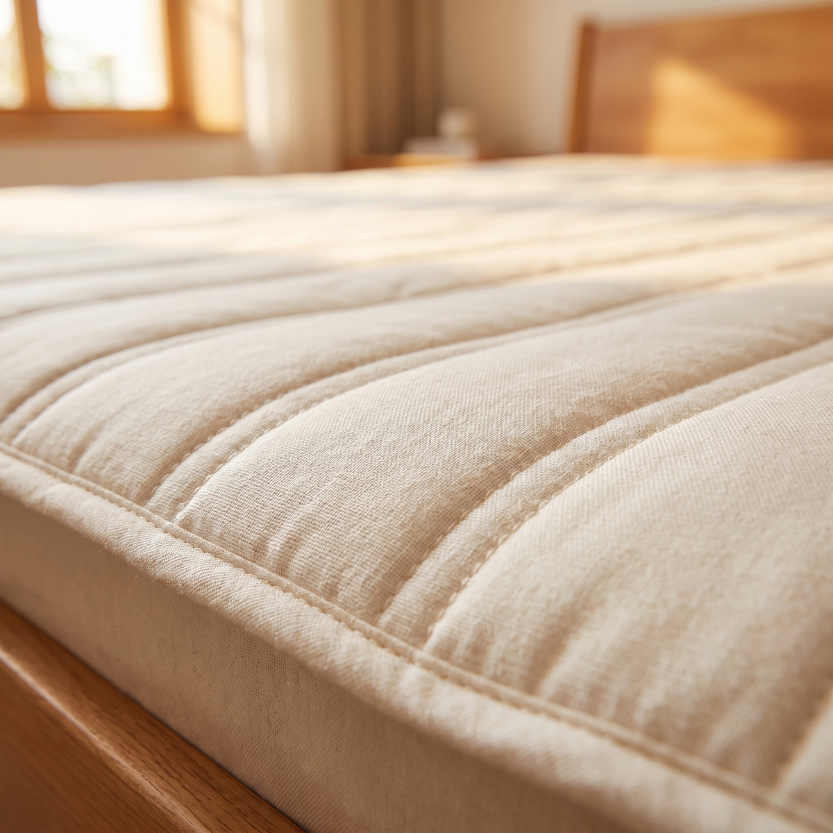 Close up of the quilted coral fleece top on the king heated mattress pad