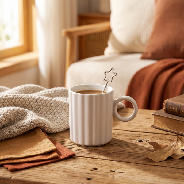 Petal Ceramic Mug-White full view