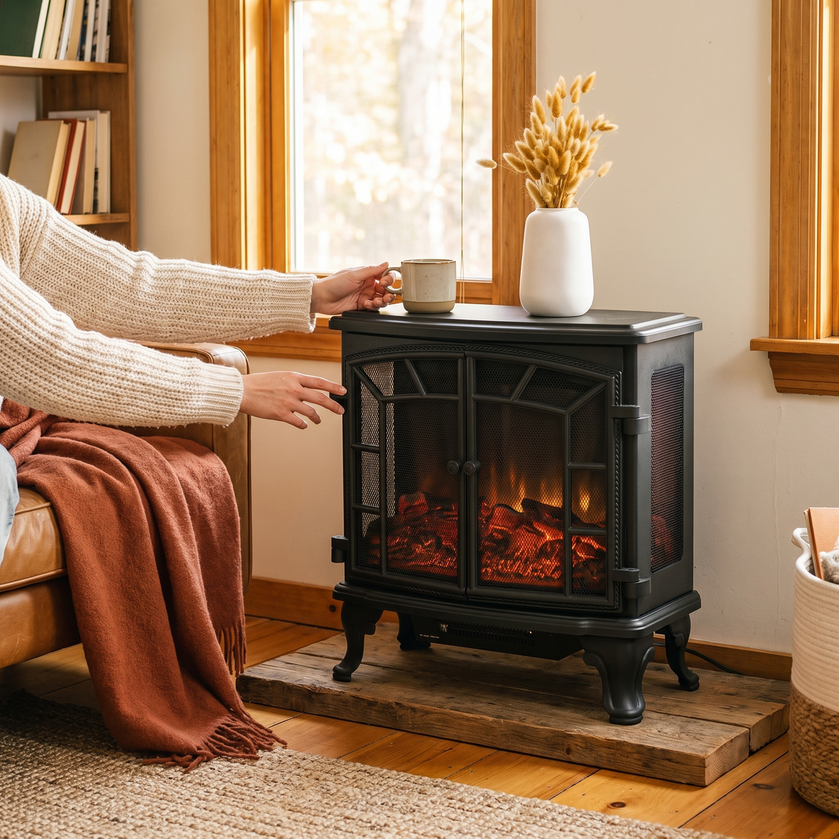 27" Electric Fireplace Heater in use