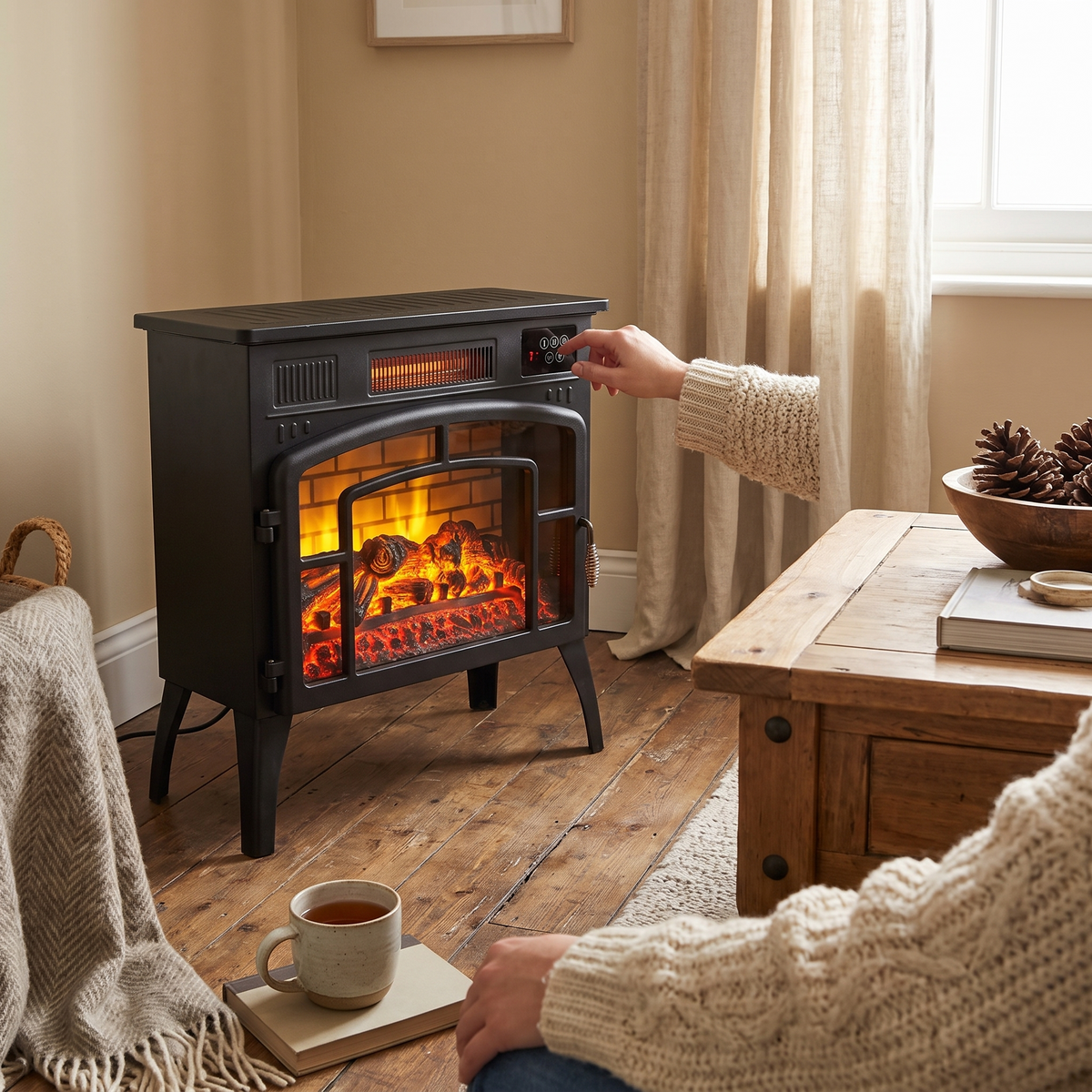 Electric Fireplace Stove in use