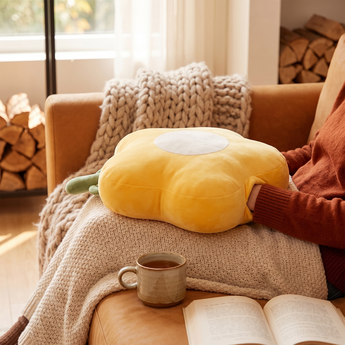 Flower Hand Warmer 35cm-Yellow in the room