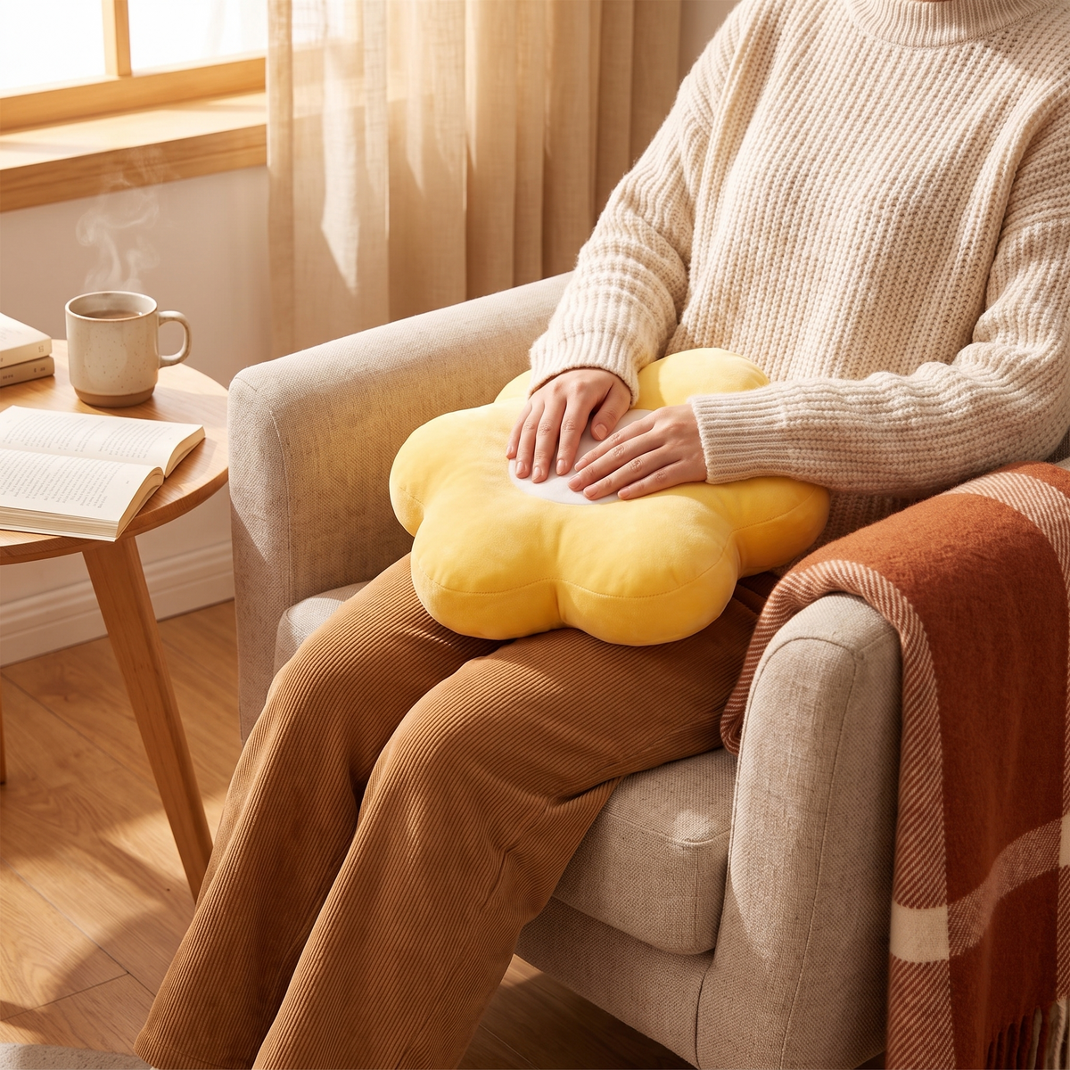 Flower Hand Warmer 35cm-Yellow in use