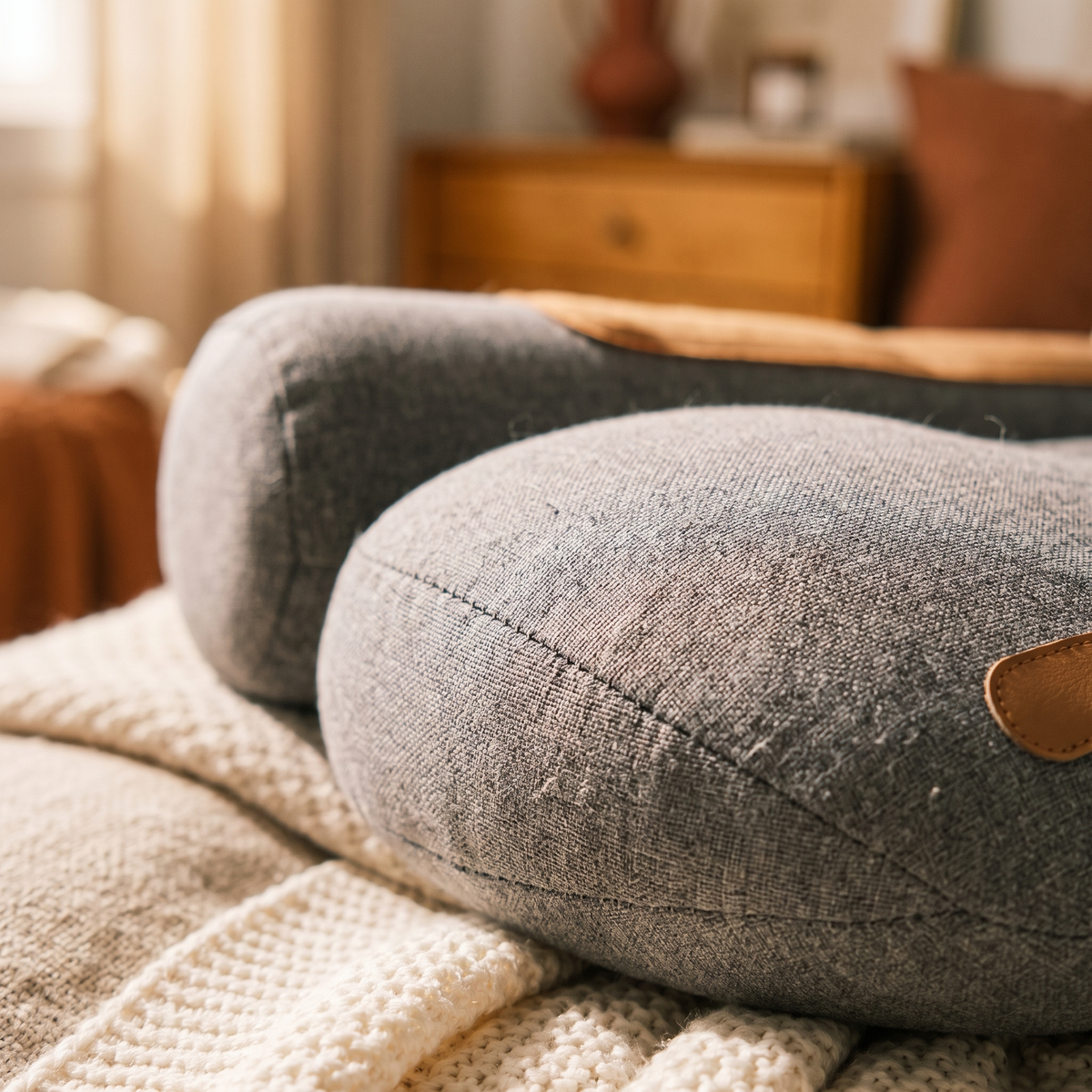 USB Heated Neck Pillow Zero Pressure Memory Foam Cervical close up detail