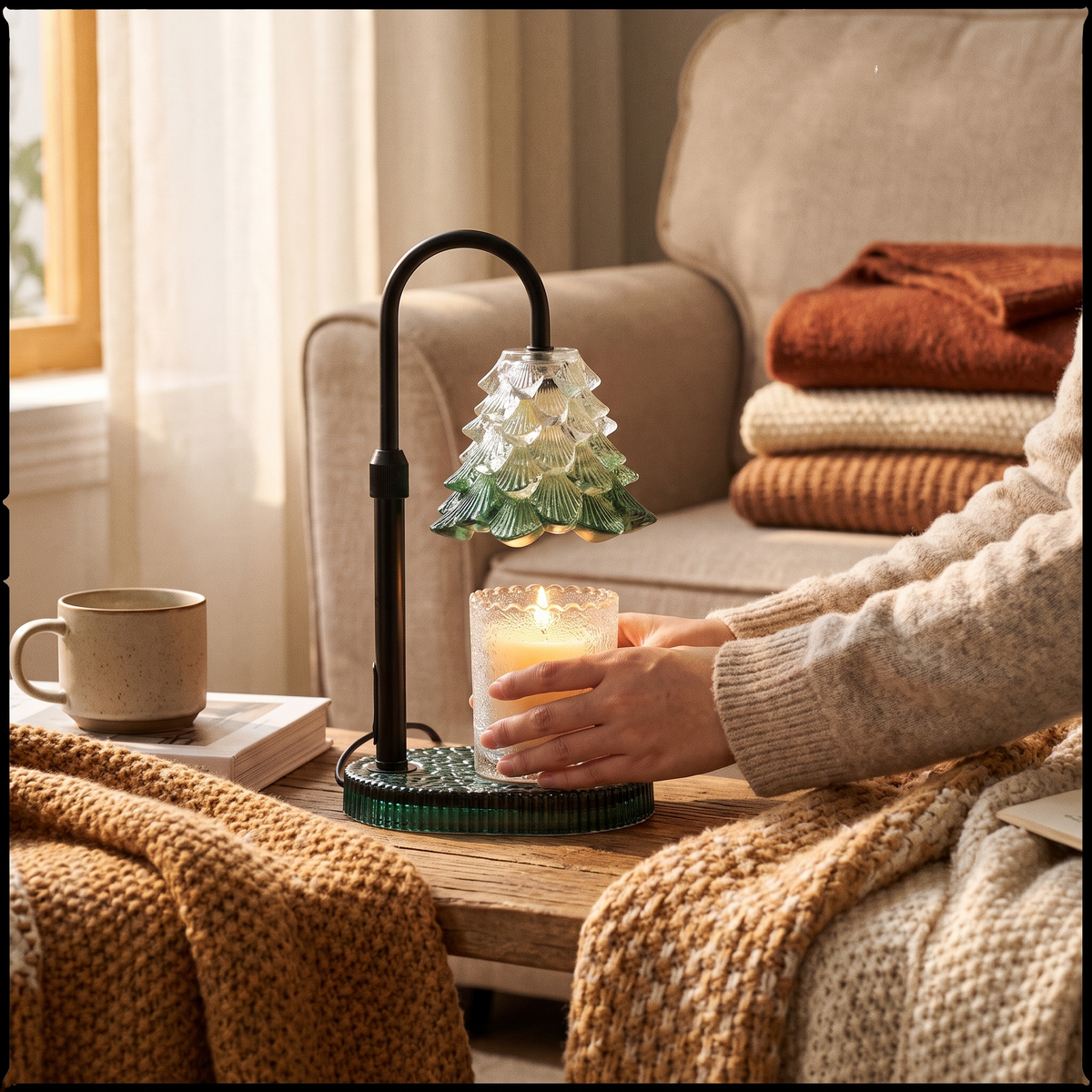 Candle Warmer Lamp With Timer & Dimmer in use