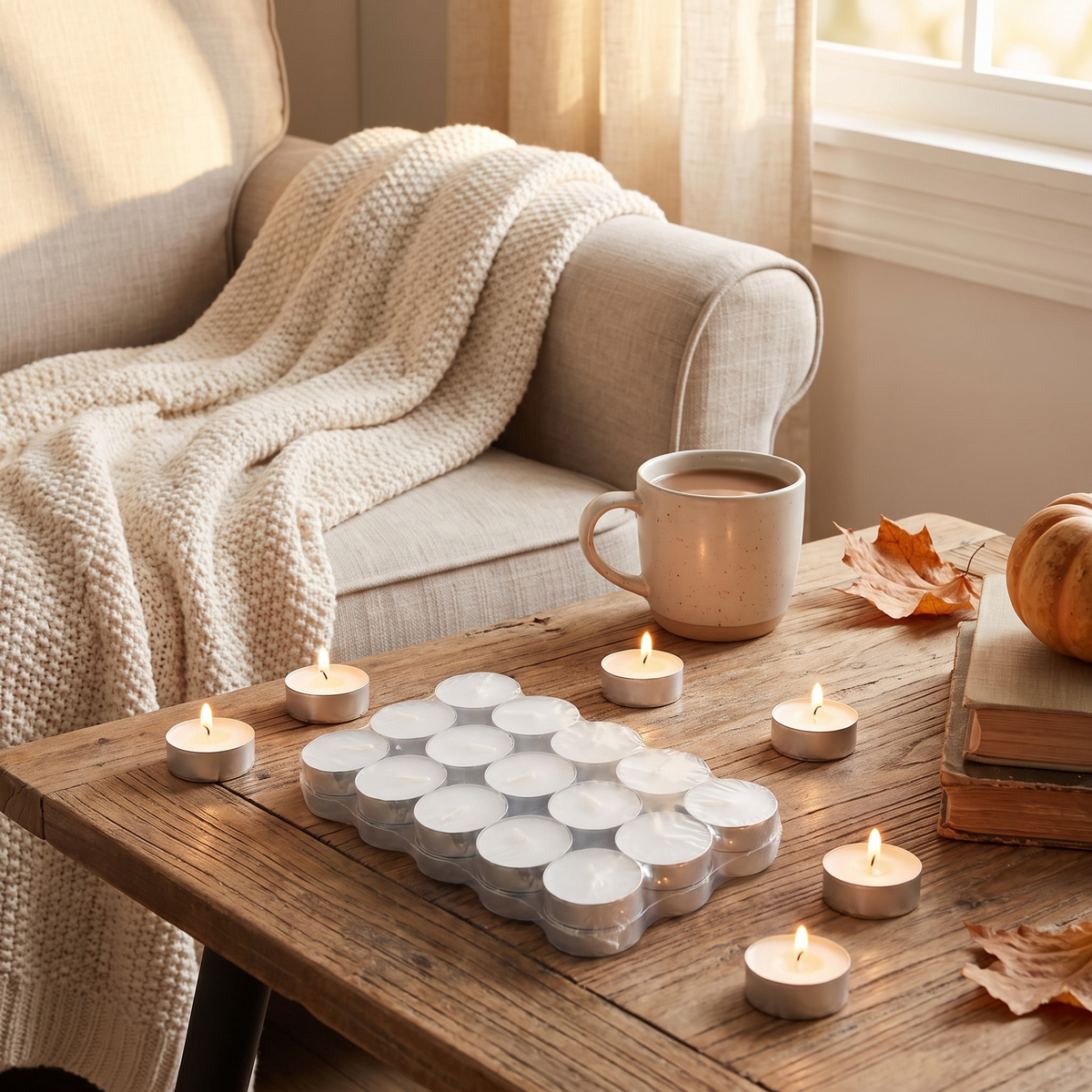 Tea Lights Candles Unscented Tea Tree Lights Mini Votive in the room