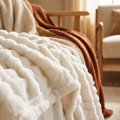 White Throw Blanket For Couch Birthday Gifts For Women Mom close up detail