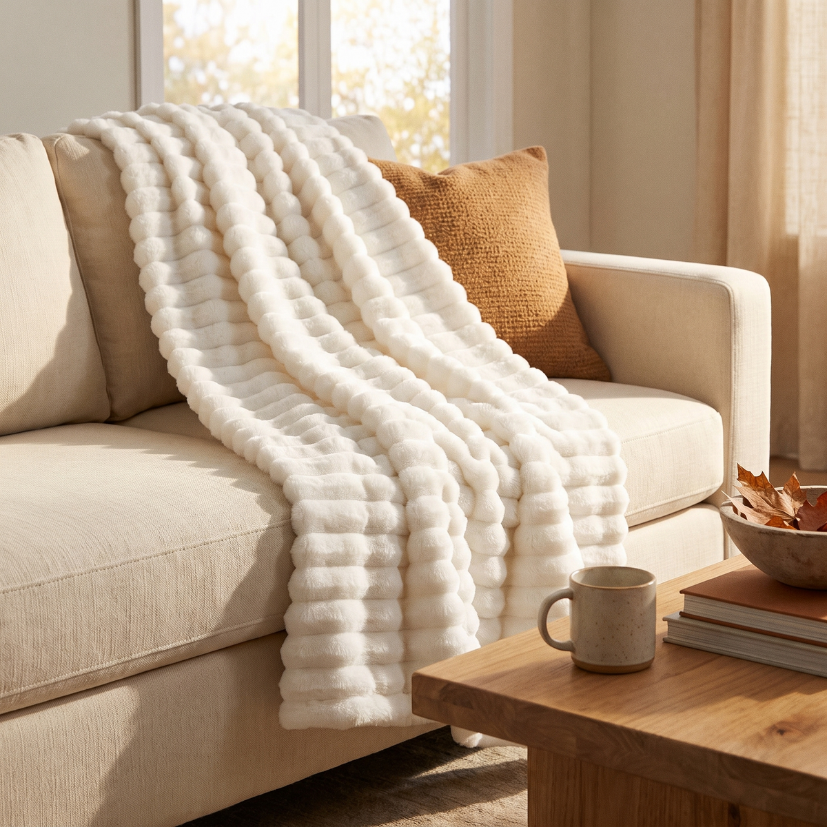 White Throw Blanket For Couch Birthday Gifts For Women Mom full view