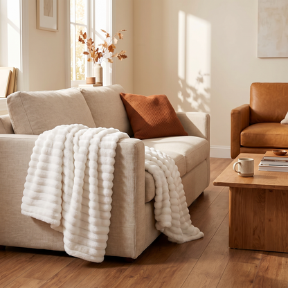 White Throw Blanket For Couch Birthday Gifts For Women Mom in the room