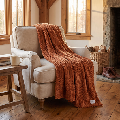 Rust Throw Blanket in the room