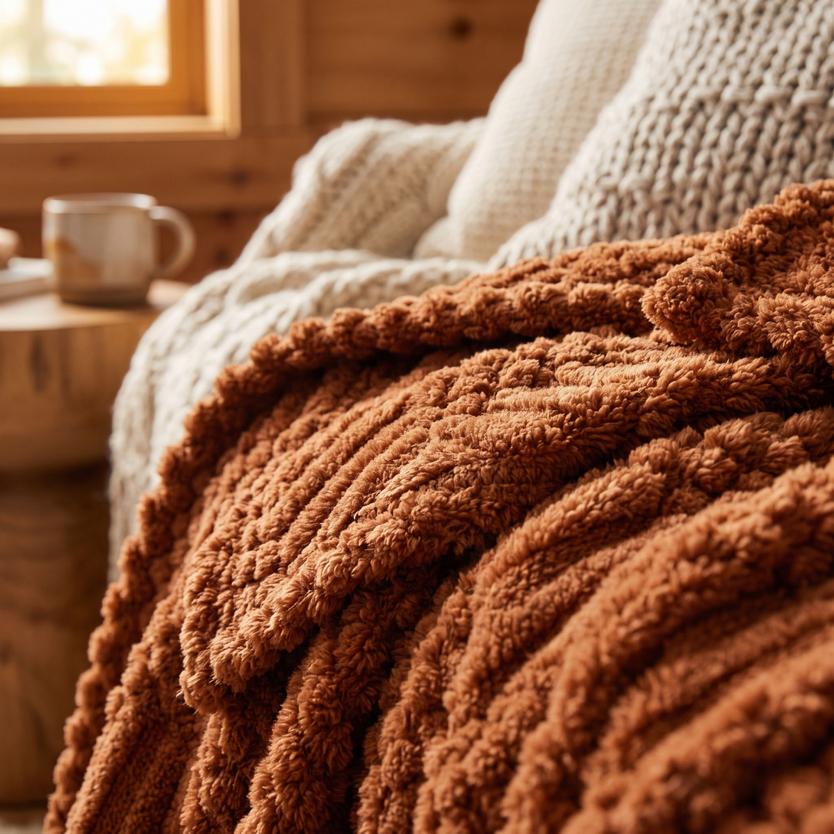 Rust Throw Blanket close up detail