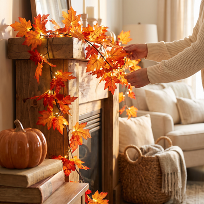 Maple Leaf LED Tree Branch Lights With Remote in use