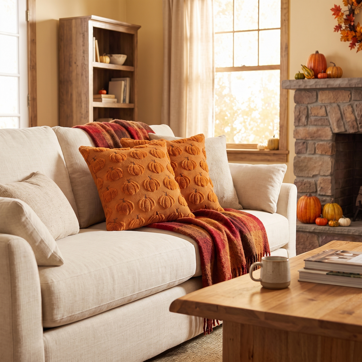 Softalker Fall Throw Pillow Covers 18x18 Set Of 2 in the room