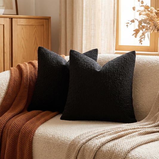 Decorative Textured Boucle Throw Pillow Cover 18x18 Inch full view