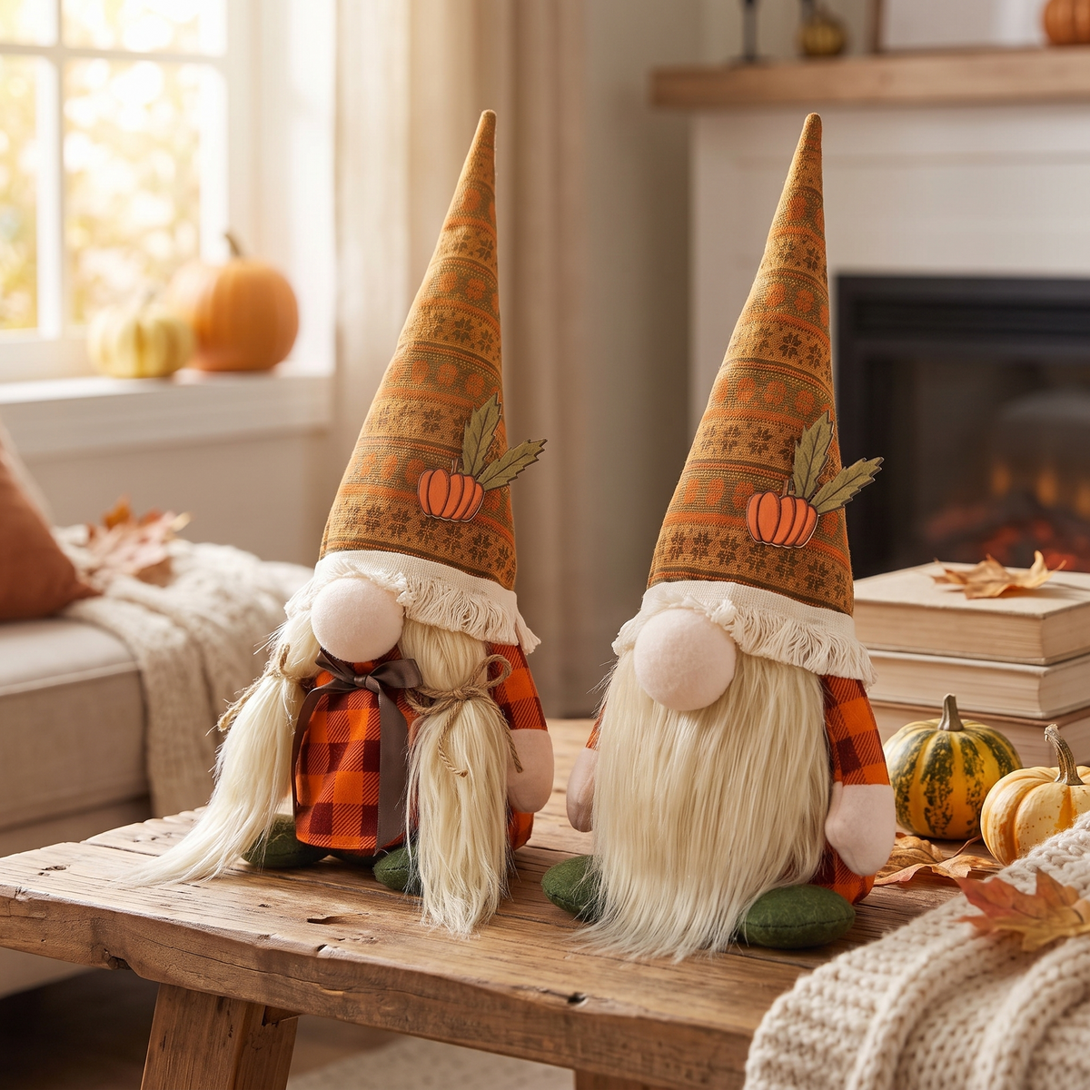 Fall Thanksgiving Pumpkin Gnome Decorations full view